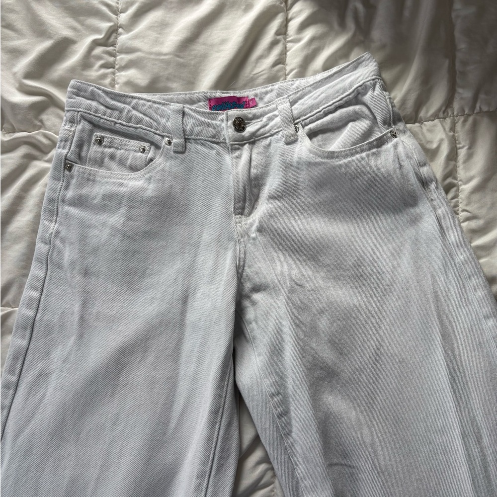 Low rise white jeans